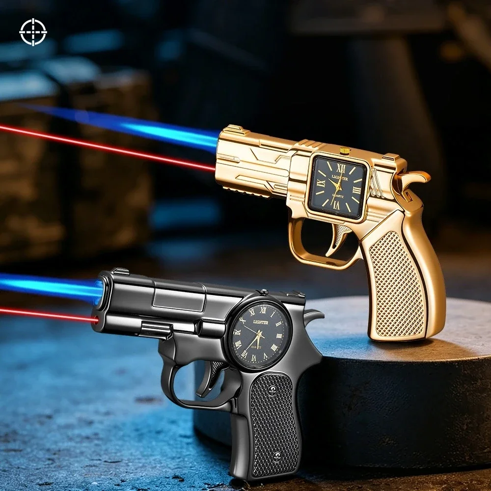 New Windproof Infrared Laser Gun Shaped Watch Ignites Metal Multifunctional Inflatable Personalized Lighter Smoking Gift