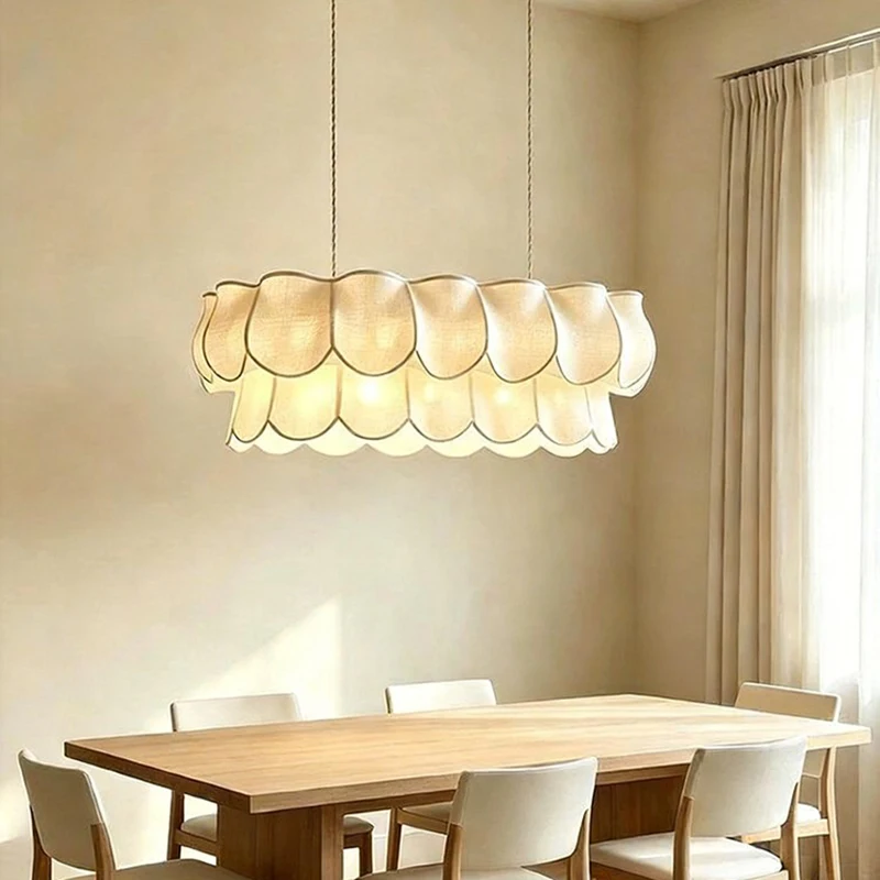 Nordic Fabric Ceiling Pendant Lamp LED Chandelier Alabaster Lighting Fixture Living Room Bedroom Study Home Decor Room Lights