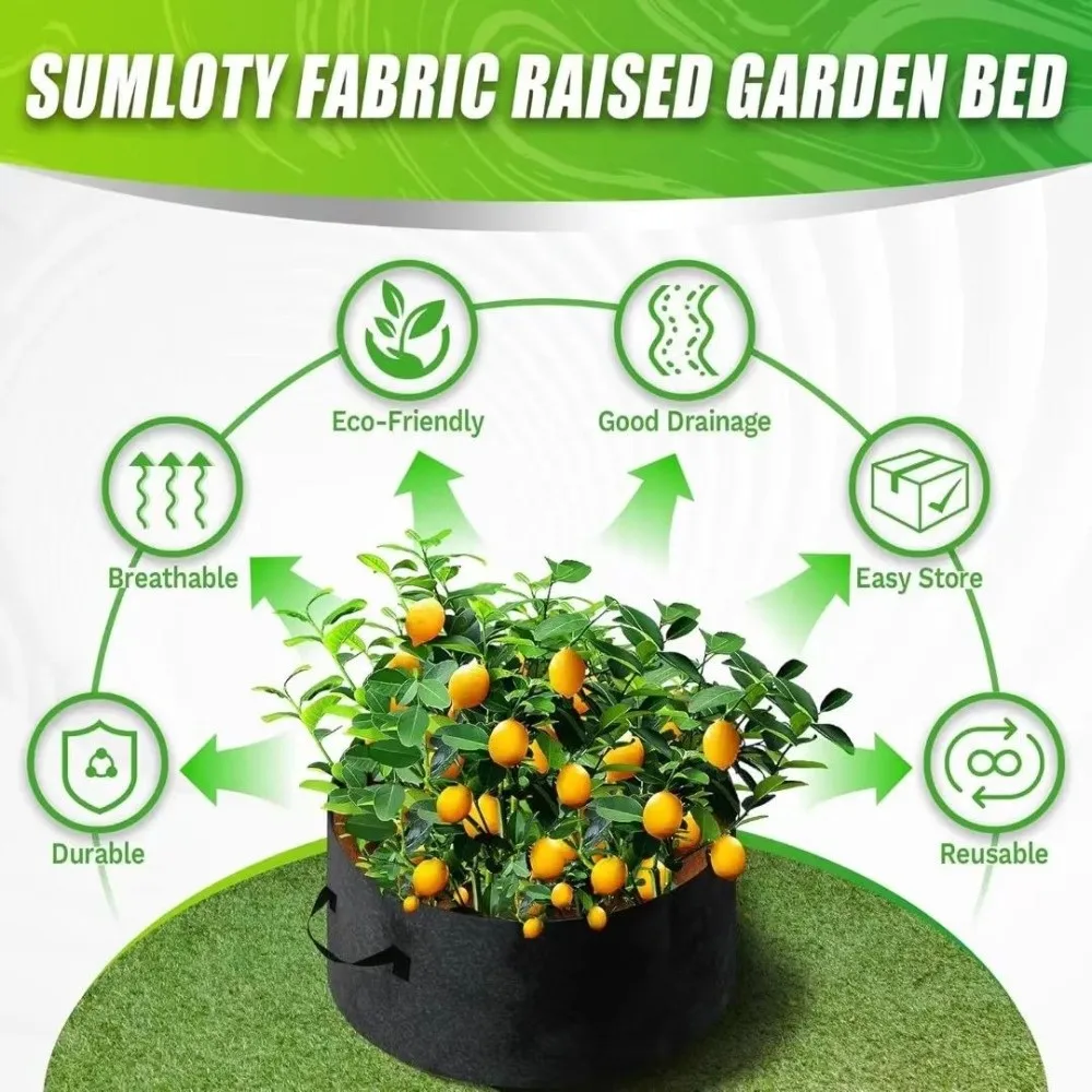 7 Grids Garden Grow Bags Circular Freestanding Divided Planter Large Capacity Heavy Duty Felt Planting Container