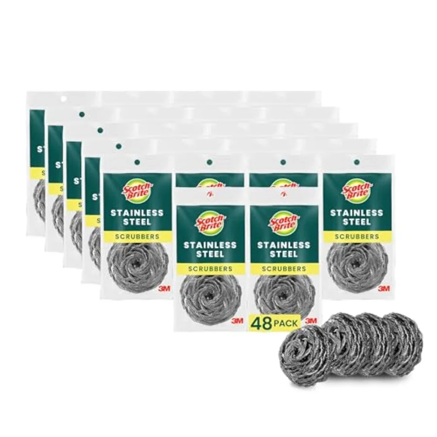 

Металлические губки-скребки из нержавеющей стали для удаления стойких загрязнений, 48 штук