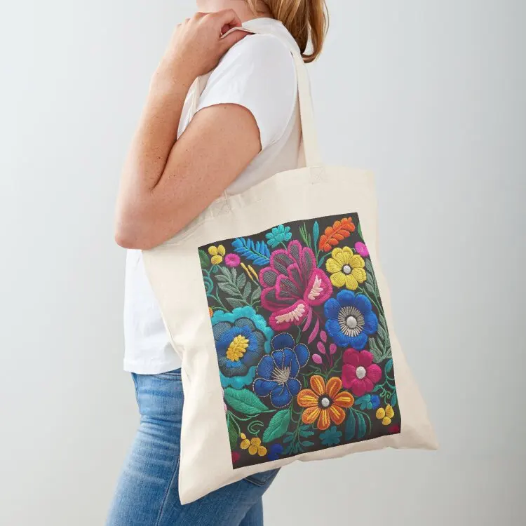 

Spanish Embroidered-Looking Flowers 1 Tote Bag Handbags women tote bag custom handbag Woman shopper bag
