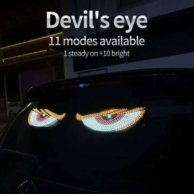 2PCS 24V 12V USB Eye Dynamic Big Devil Eyes Light Cars Programmable Window Screen LED Display Multi-Mode For Truck