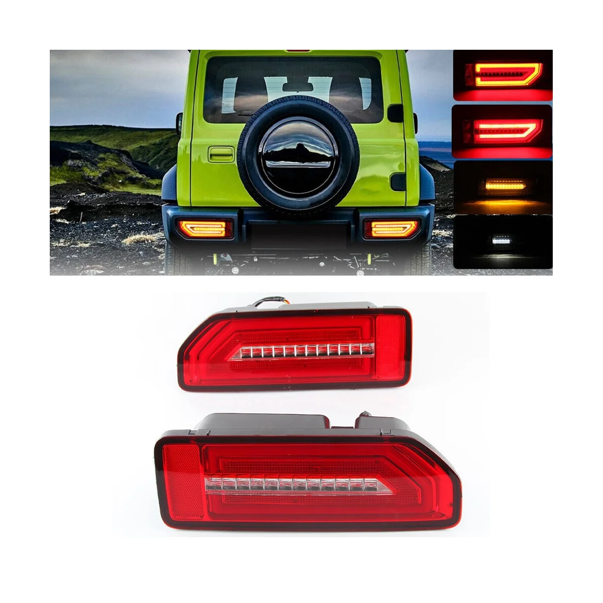 

Car LED Reflector Tail Lamp for JIMNY 2019-2021 Taillight Rear Parking Brake Light Flow Turn