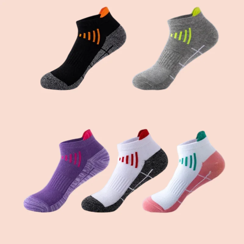 Calcetines de algodón absorbentes y transpirables para hombre y mujer, medias náuticas poco profundas, a la moda, para correr, 5 pares