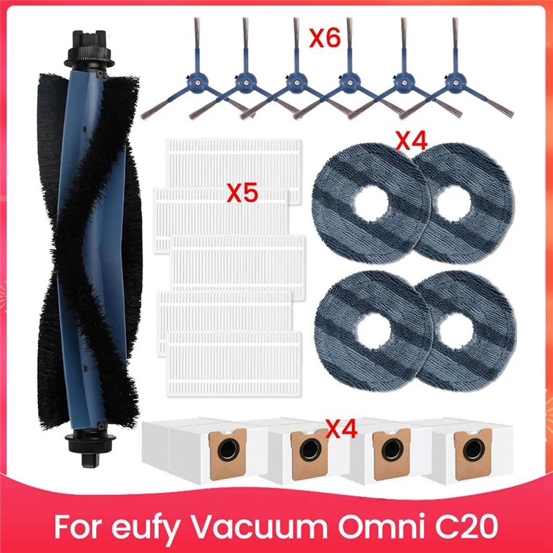 

ABVJ-запасные части для пылесоса Eufy Omni C20, основная боковая щетка, фильтр Hepa, швабра, тканевые мешки для пыли, комплект аксессуаров
