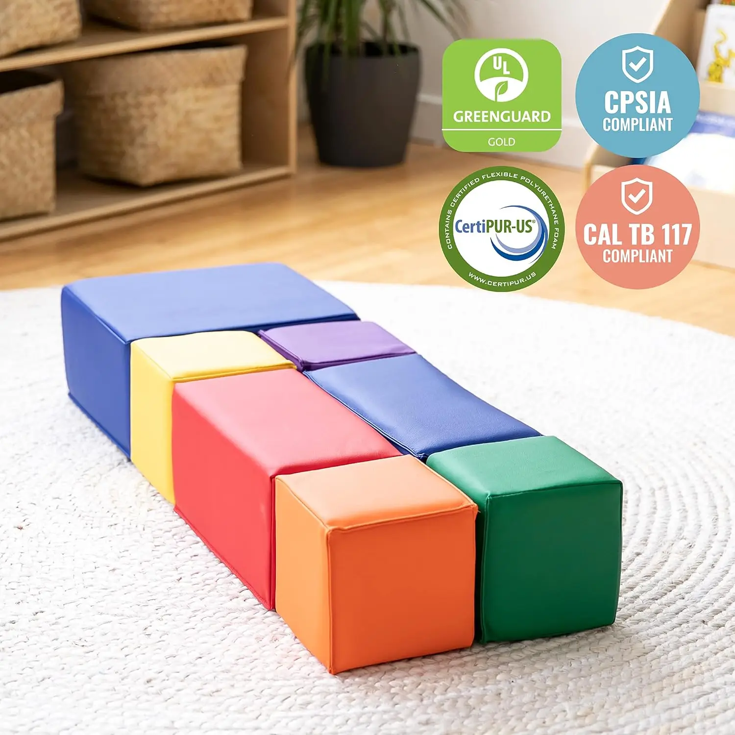 SoftZone Big Foam Building Blocks, Soft Playset, Assorted, 7-Piece