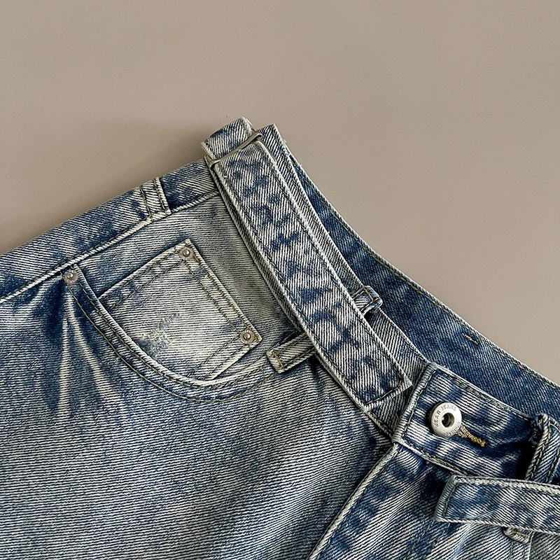 Short en jean Vintage pour femmes, taille haute, trous, droit, bleu, pantalon court, polyvalent, pour les déplacements, jambes larges, été