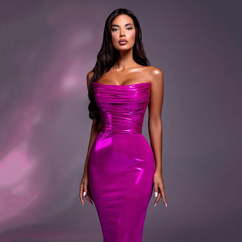 Thinyfull Women Mermaid Prom Evening Dresses Strapless Floor Length Night Party Dress Formal Long Cocktail Gowns Saudi Arabia