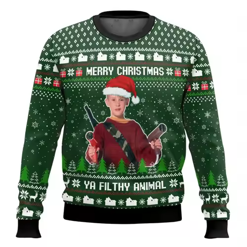Merry Christmas alone at home Ugly Christmas sweater cartoon animation Men's pullover 2026 fashionable couple shirts Sweatshirt - Image 24