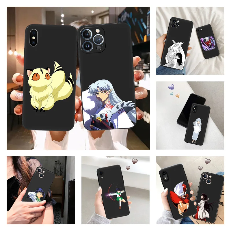 Phone Case for iPhone 16ProMax 14 13 15 Pro Max 12 11 XR SE 7 8 16 Plus Inuyasha Cool Sesshoumaru Soft Black Silicone Cover