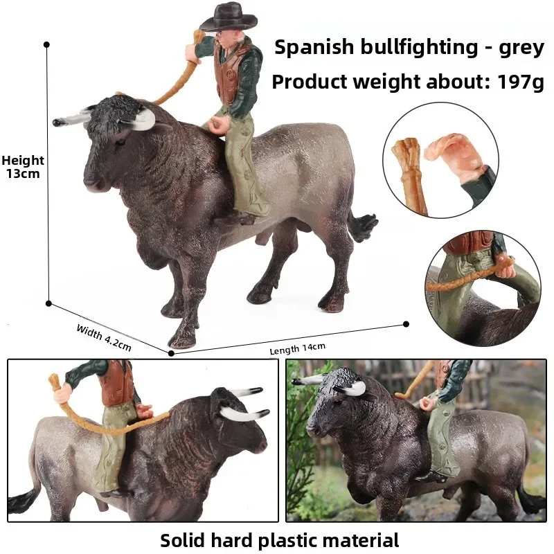 농장 동물 투우용 물소 제부 소 송아지 황소 가축 액션 피규어 컬렉션 솔리드 PVC 모델 장난감 어린이 선물