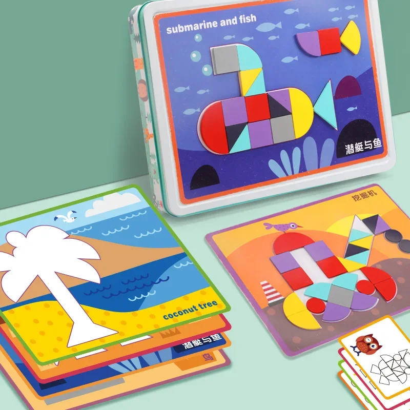 

Kids Wooden Toys Learning Educational Creative Geometric Drawing Board Children Shape Jigsaw Puzzle Toys Gifts Children