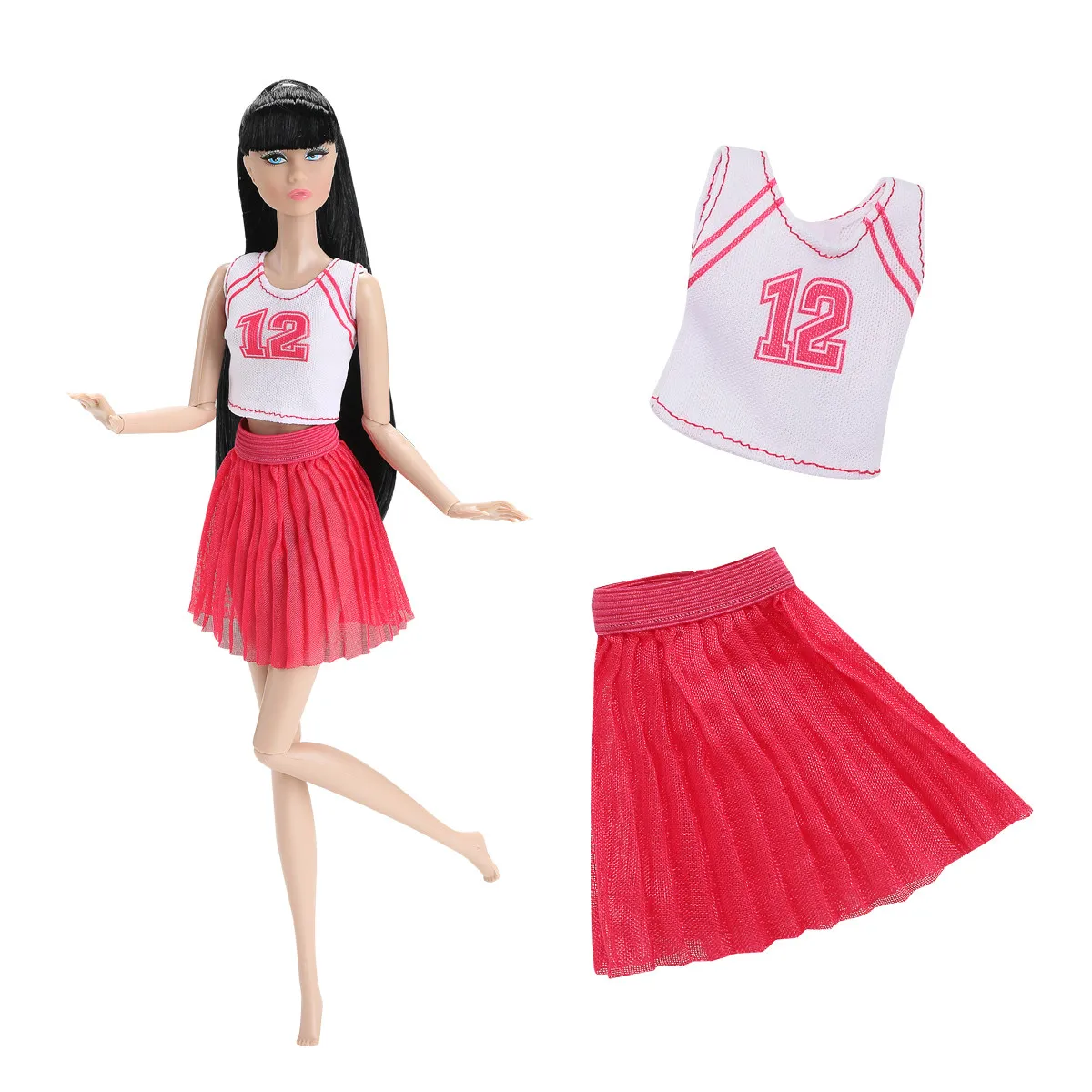 1/6 Doll Clothes Accessories Fashion Casual Sports Vest + Pleated Skirt Versatile Daily Dress Up For 30cm Babi Supermodel Doll