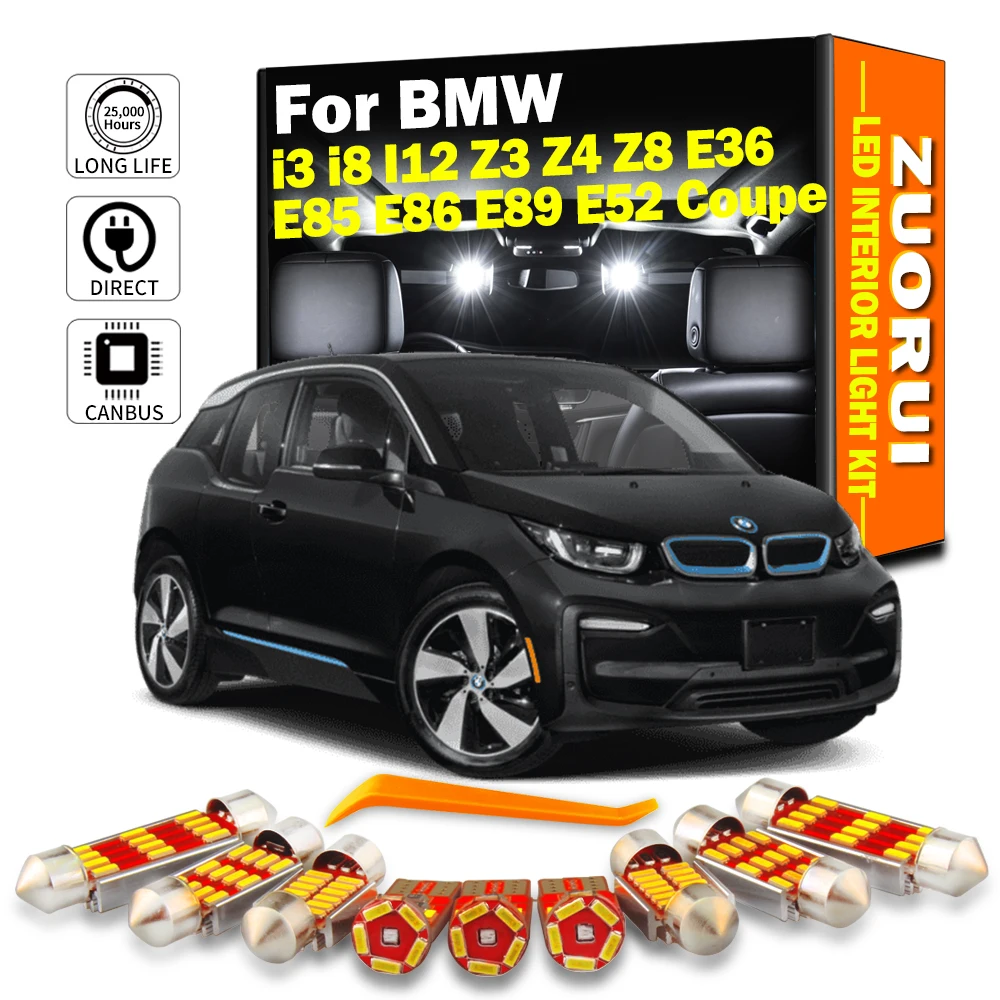 ZUORUI Canbus LED Interior Light Kit For BMW Series i3 i8 i12 Z3 Z4 Z8 E36 E85 E86 E89 E52 Coupe 1996- 2020 Car Reading Bulbs