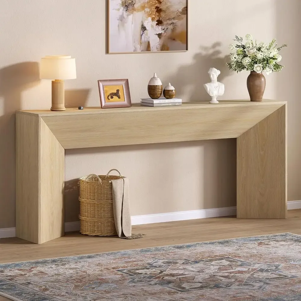 

70.9 Inch Long ole Table, armhouse Entryway Table with Sturdy Triangular Base, Wood Narrow Behind Couch Soa Table or Living Room