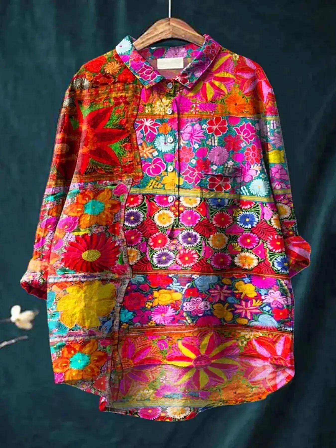 

2026 New Women's Casual Loose Edition Flower Printed Button Up Shirt - Colorful and attractive tops, Casual Shirt