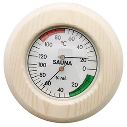 Sauna Thermometer Portable Size Wooden Sauna Room Round Thermometer Hygrometer Temperature Measurement Tools