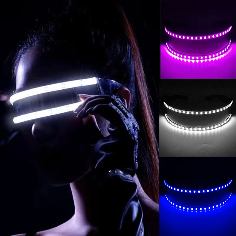 Okulary laserowe dla wykonawców klubów nocnych Okulary LED Party Dancing Rave Christmas 6V Led Futuristic Soldier Glasses Neon Lights