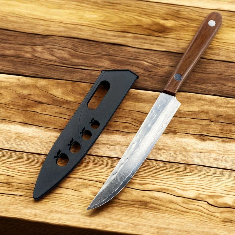 67-ply Forged Damascus Steel Steak Set Blade Sharp Peeling Fruit Knife  Smooth Solid WoodHandhandle Boning Knife 2/4/6 Piece Set