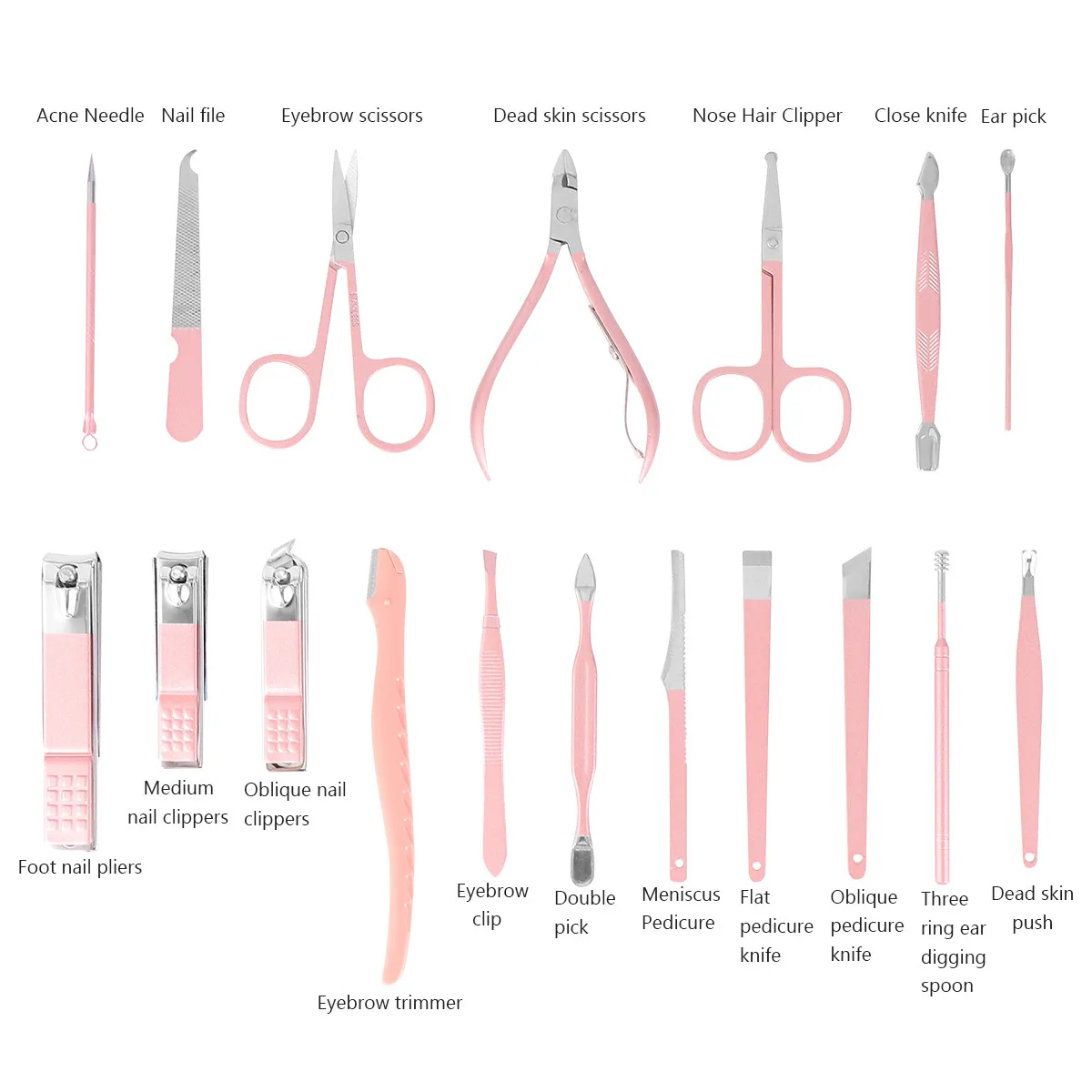 

Набор для маникюра из 18 предметов: профессиональный многофункциональный триммер из нержавеющей стали цвета розового золота для ухода за ногтями