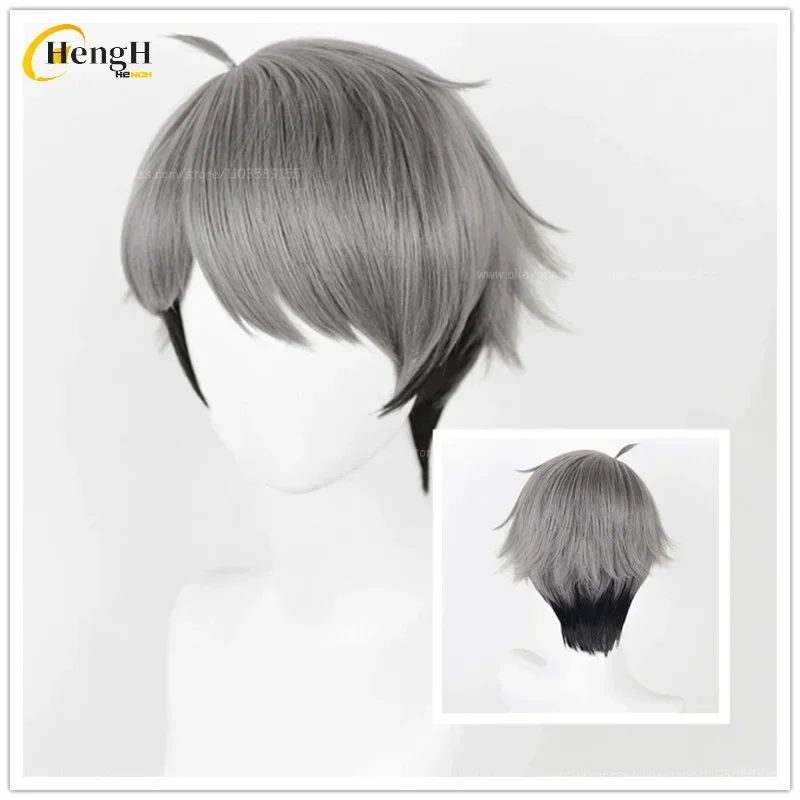 Anime Miya Osamu Synthetic Wig 30cm Silver Gray Gradient Cosplay Wig No.11 Osamu Miya Heat Resistant Hair Party Wigs + A Wig Cap