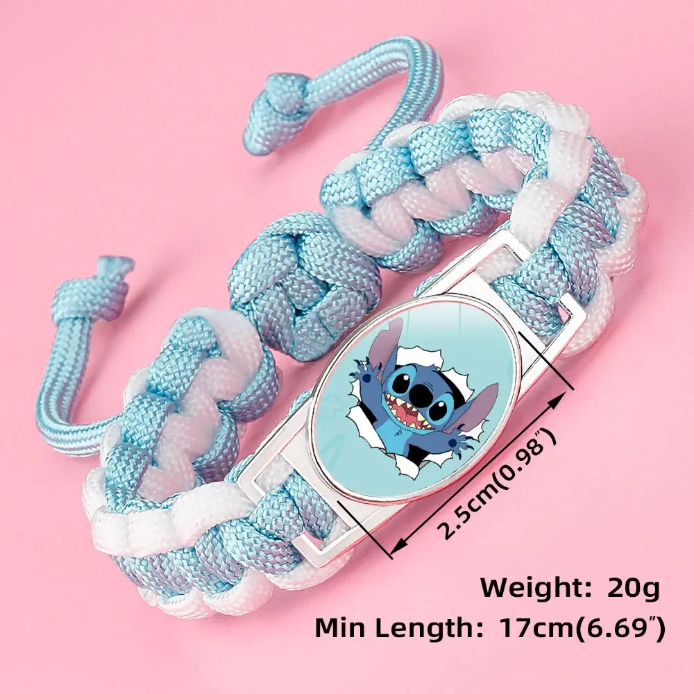 Disney Lilo & Stitch Anime Bracelet Printed Stitch Cute Toys Hand Knitted Accessories Bangles for Women Jewelry Christmas Gifts