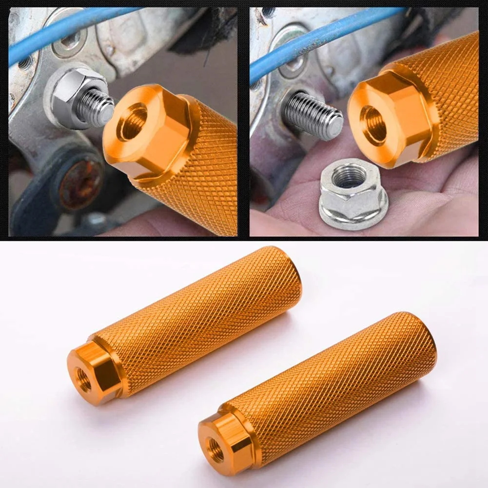 【STOCK】4 Pcs Bike Pegs,Aluminum Alloy Anti-Skid Lead Foot Bicycle Pedals BMX Pegs for 3/8 Inch Axles Bicycle Accessories,Yellow