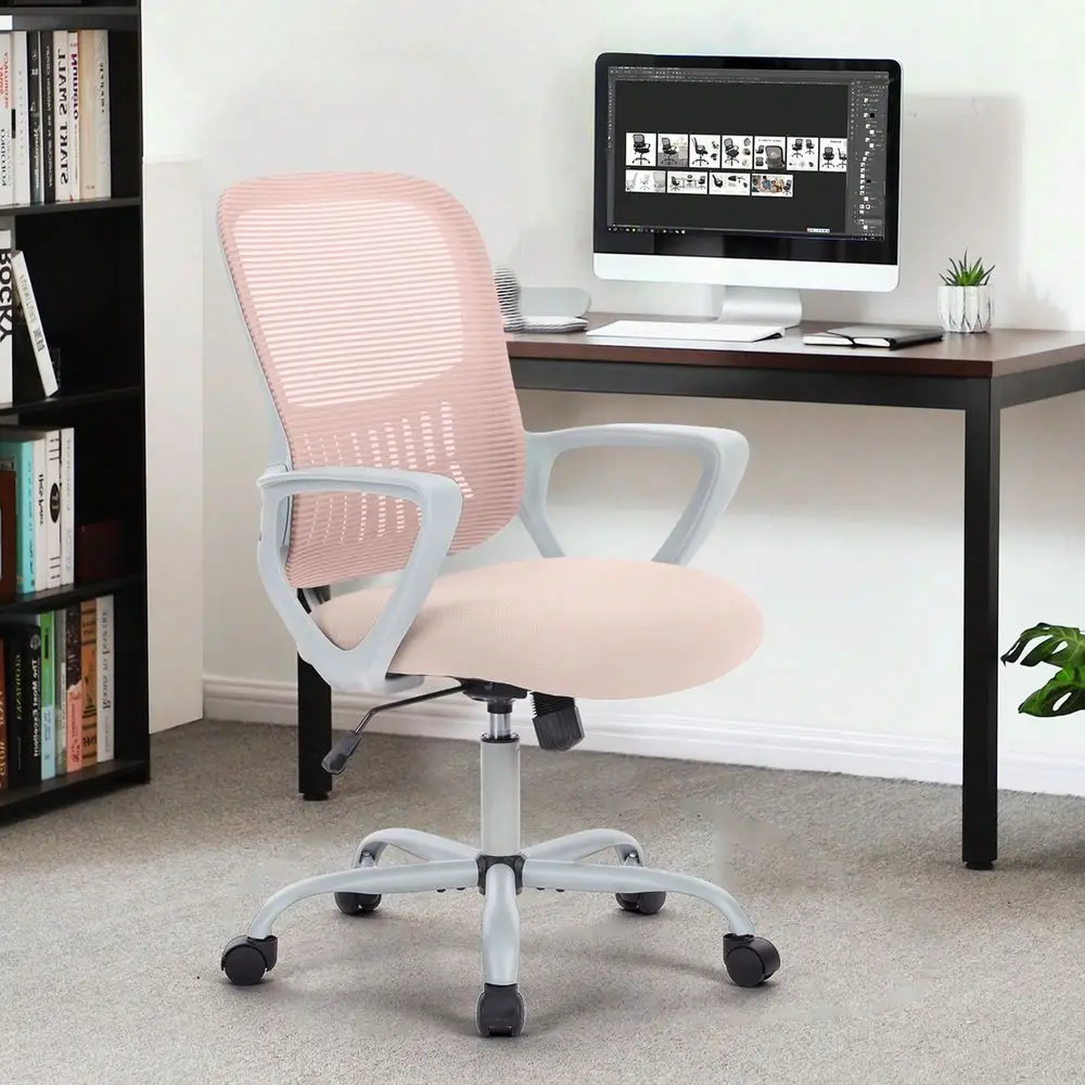 

Mesh Office Chairs Managerial Executive Chair, Ergonomic MidBack Swivel Computer Desk Chair With Wheels, Comfortable Lumbar Sup