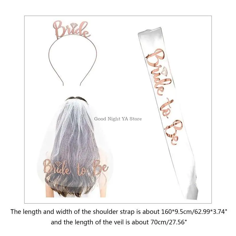 Conjunto 6 unidades para noiva, faixa para noiva, e véu na altura ombros