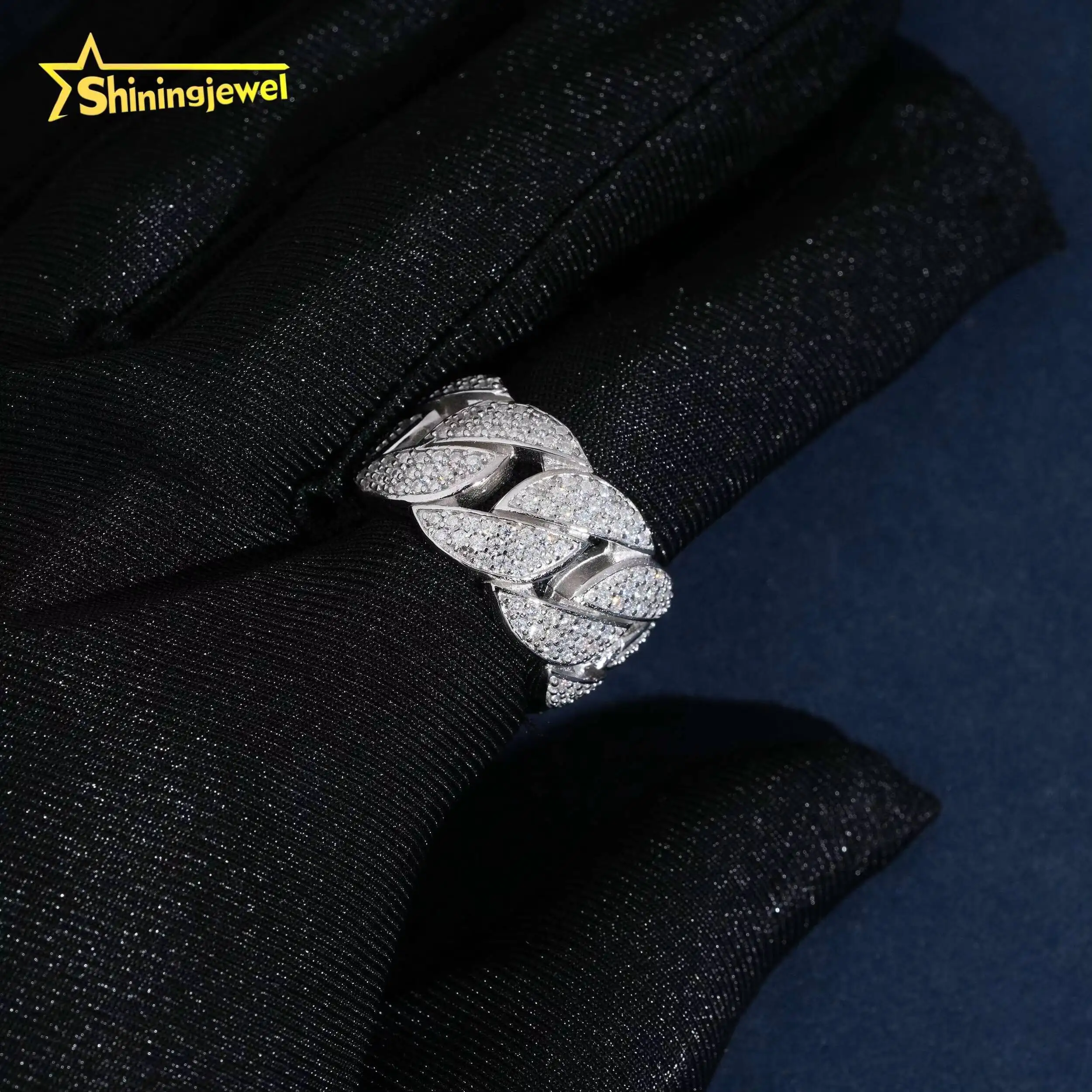 Pass Diamond Tester Hip Hop Iced Out Cuban Ring Infinity Mens 925 Sterling Silver Moissanite Rings