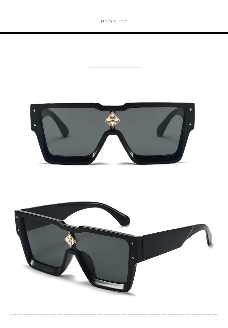 Luxuriöse quadratische Mode-Sonnenbrille mit Diamanten für Männer und Frauen, glamouröse Designer-Marken-Sonnenbrille, klassische Unisex-UV400-Sonnenbrille – Detail 2