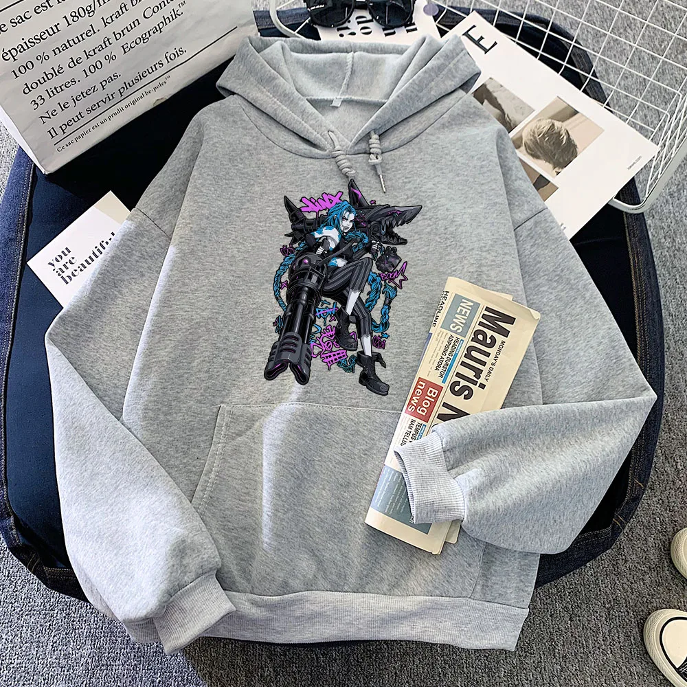 Women Hoodie Jinx  Arcane Game Printing Sweatshirts Hooded Winter Fleece Sudadera Mujer Casual LLong Sleeve Pocket Pullovers