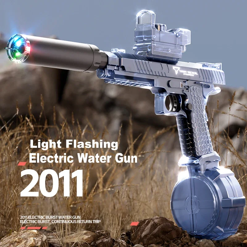 Electric Water Gun Light Flashing 2011 Pistol Summer Outdoor Pool Water Spray Gun Continuous Firing Water Fights for Adults Kids