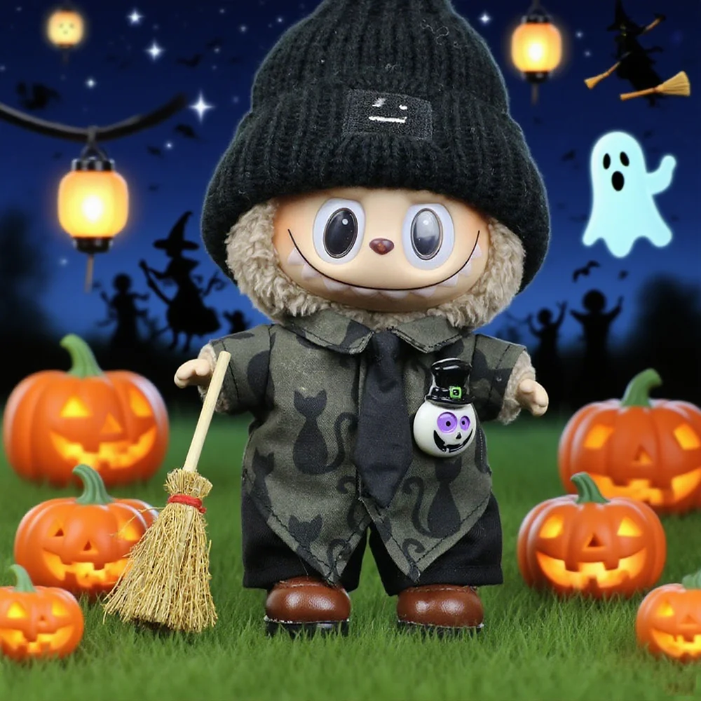 

[Без куклы] Одежда для Labubu V1 V2 V3, костюм тыквы, дьявола, ангела, костюм на Хэллоуин, карнавальный комплект для вечеринки, шляпа-паук, метла, подарок