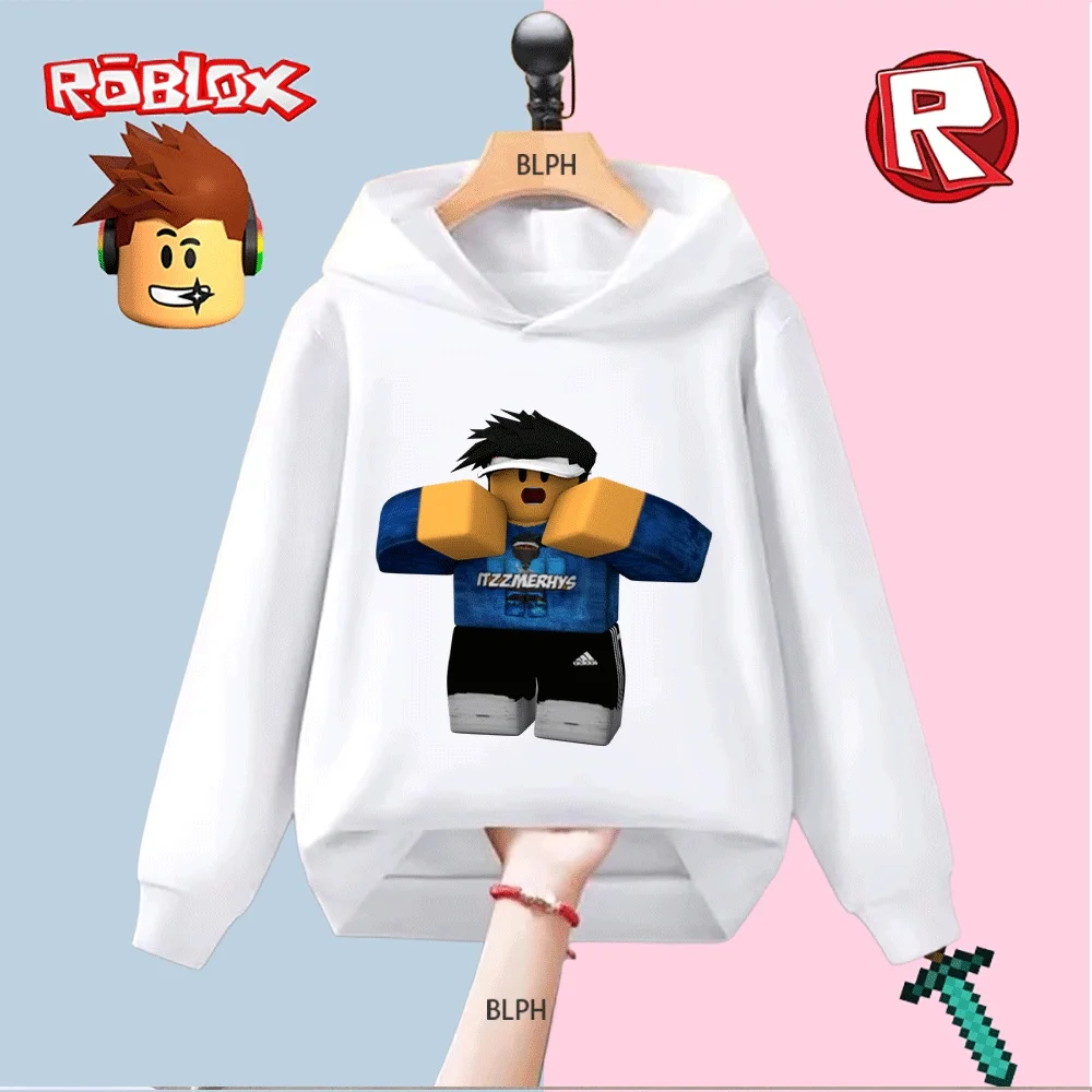

Roblox Inspired Kids Hoodie, Itzzmerhys Graphic Design, Blue Casual Sweatshirt for Boys/Girls Soft Comfortable Children's Hooded