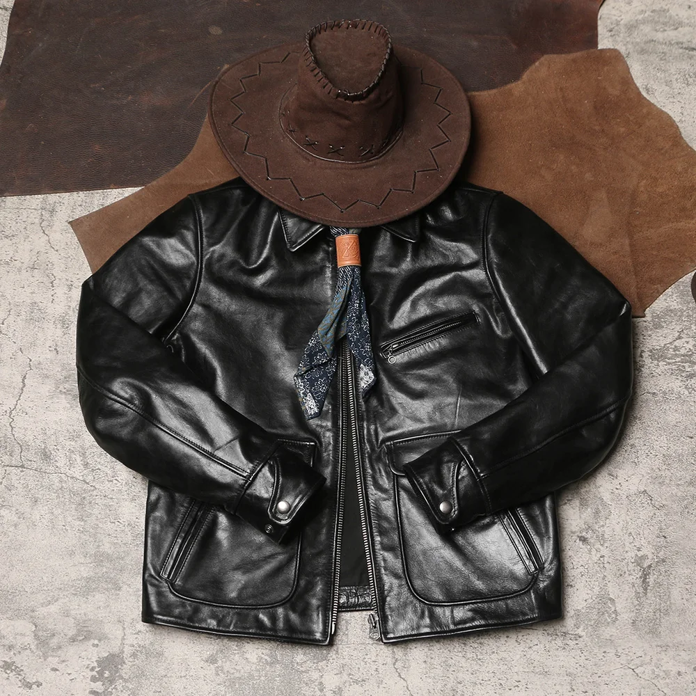 DSH1050 Asian Size Super Top Quality Heavy Genuine Japan Teacore Horse Leather Slim Classic Horsehide Stylish Rider Jacket