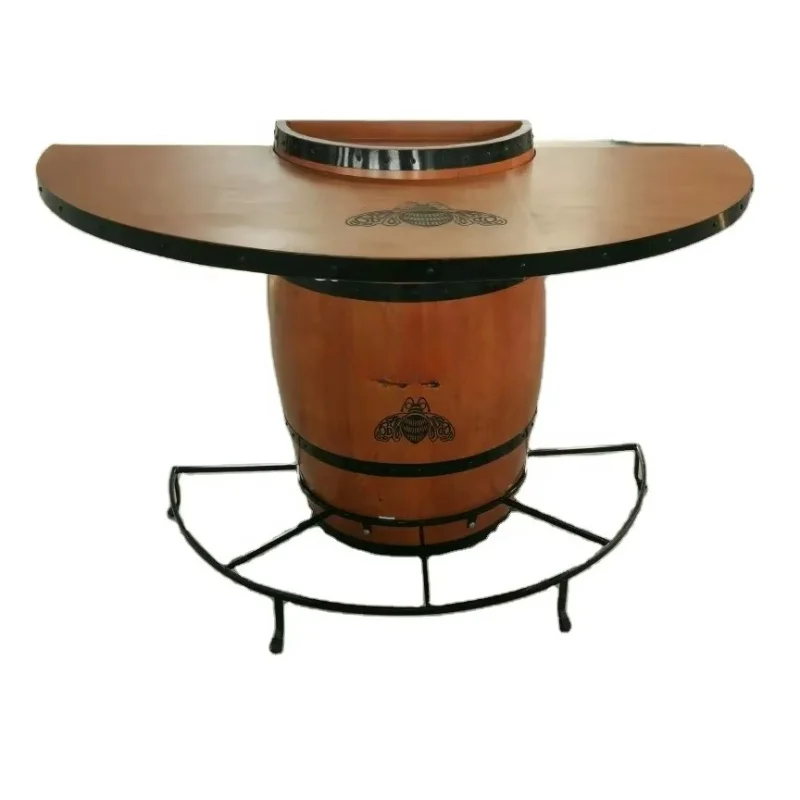 

Custom Wooden Half Barrel Table Barrel Bar Display Stand