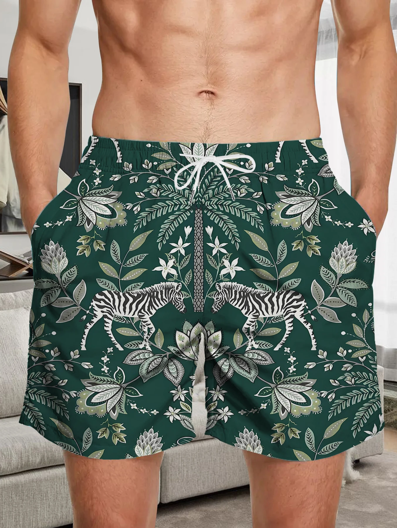 

Fashion Digital Full Print Beach Pants Men Lightweight Quick Dry Casual Shorts