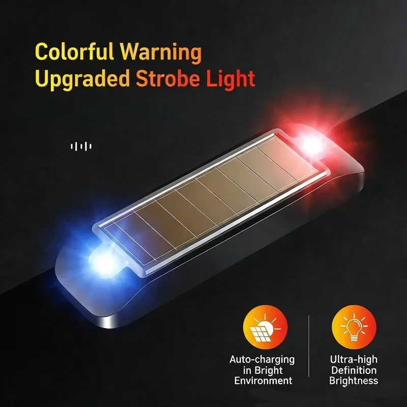 Solar Power Warning Light for Car Motorcycles LED Flashlight Indicator In-Night Caution Strobe Mini Warning Light Running Lamp ﻿