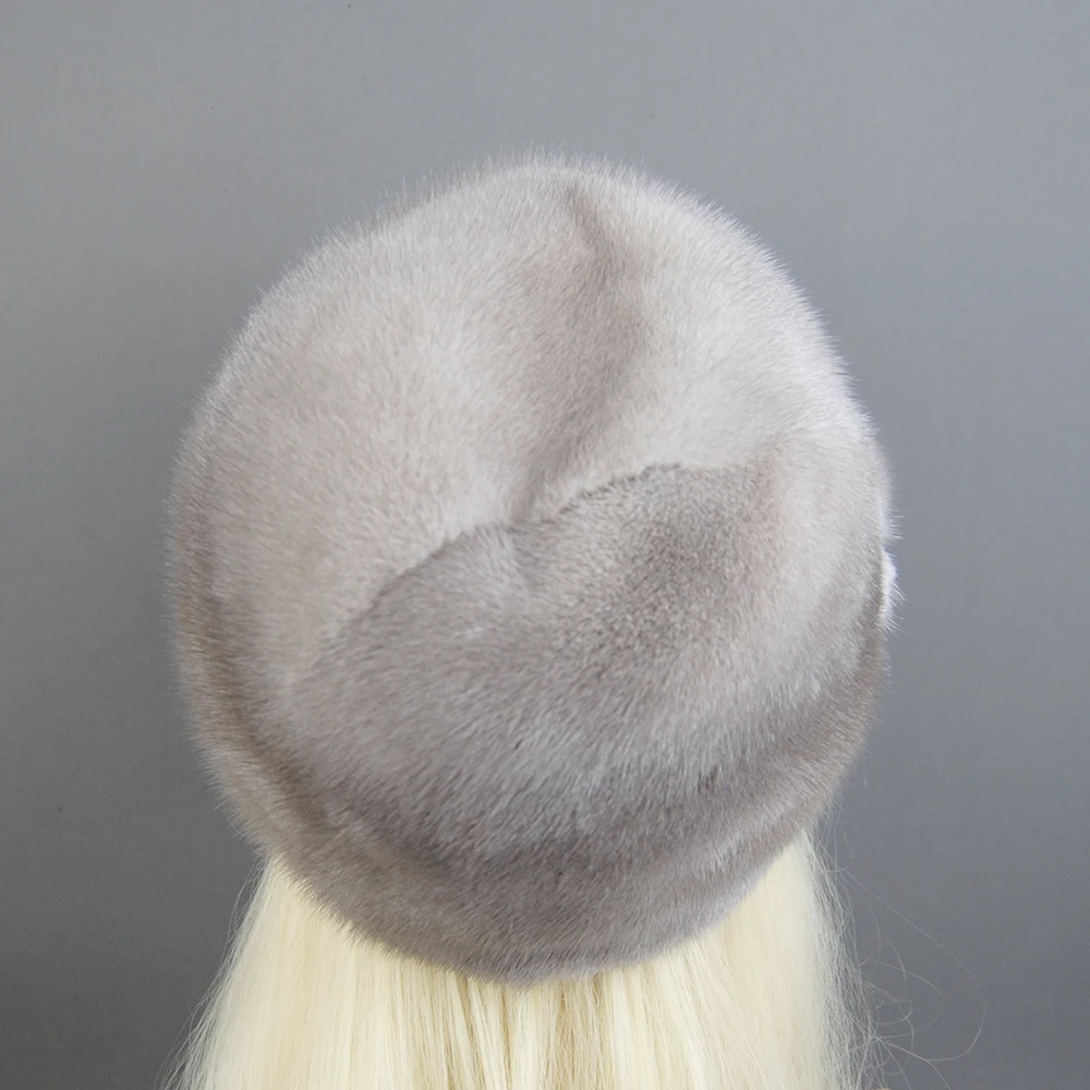 2024 Hot Sale Imported Full Fur Mink Fur Hat Women's Winter Authentic Fur Cap New Elegant Fashion Style Female Warm Earmuffs