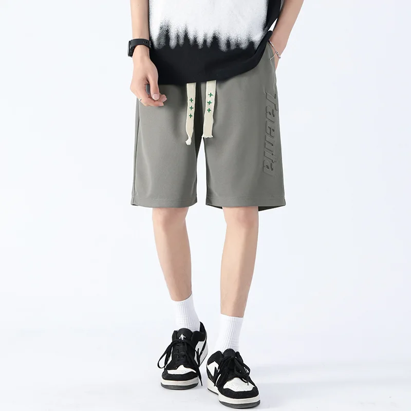 Summer Teens Quick Dry Embossed Shorts Boys' Lightweight Loose Fit 5-Point Casual Sports Wear Activewear