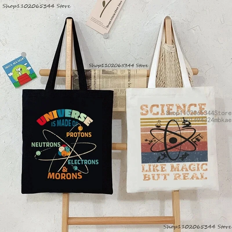 

"Science Like Magic But Real" Letter Print Women's Handbag Science Lover Shoulder Bag Fashion Chemistry Science Teacher Tote Bag