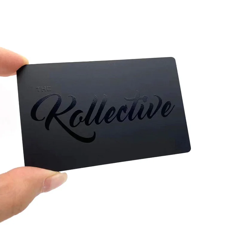 Custom Stainless Steel Engraved Laser Hollow Out Spot UV Black Metal Business Card