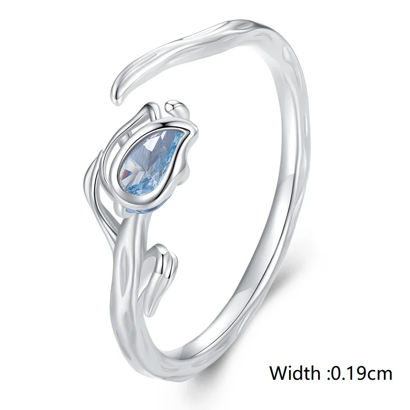 WOSTU 925 Sterling Silver Tulip Earrings Opening Ring Set