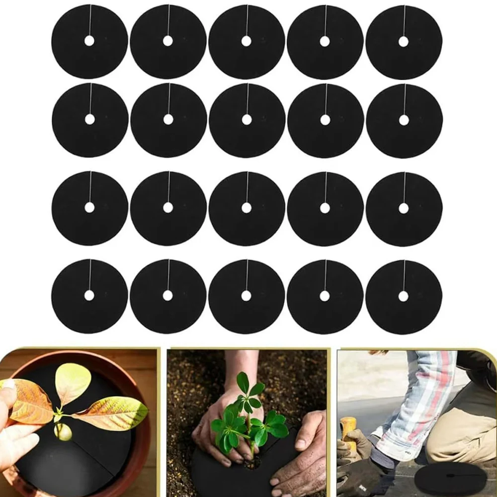 20Pcs Non-Woven Tree Mulch Ring Tree Protection Weed Mats Ecological Control Cloth Round Weed Barrier Plant Cover for Garden