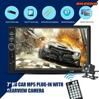 Bileeko 7-inch 2 Din Car Stereo | Wireless CarPlay Navigation | MP5 Touch Screen | Bluetooth/FM/USB | Rear Cam Support