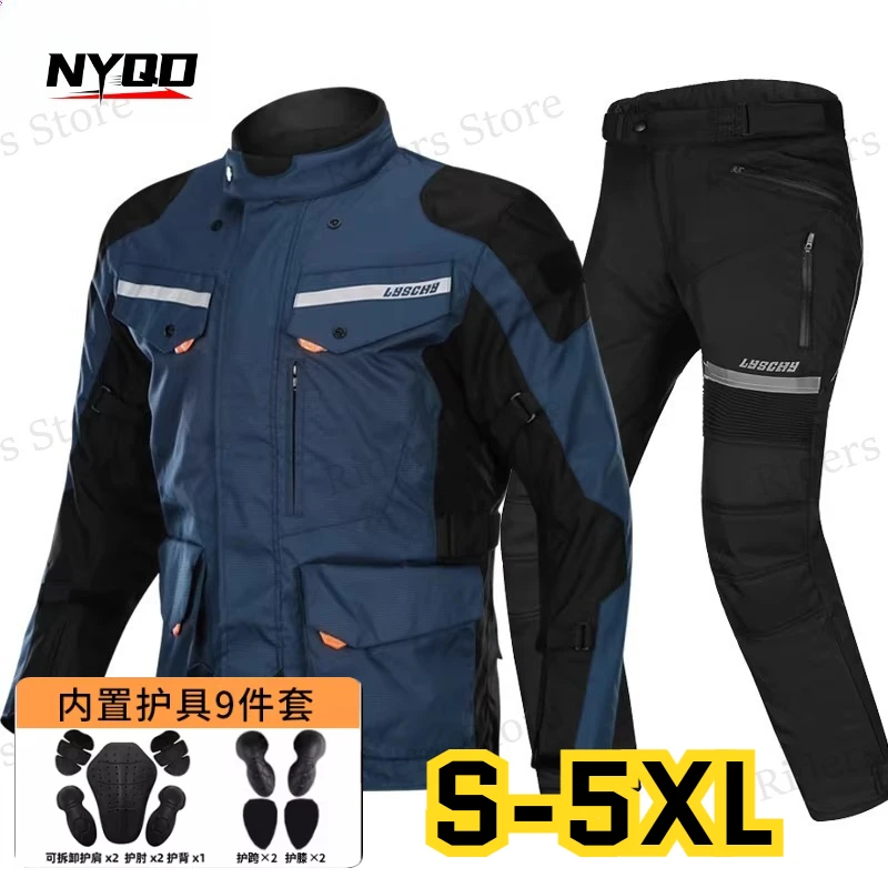 

Motorcycle Suit for Men Waterproof Thermal Armored Touring Jacket Pants All Season Rain Gear
