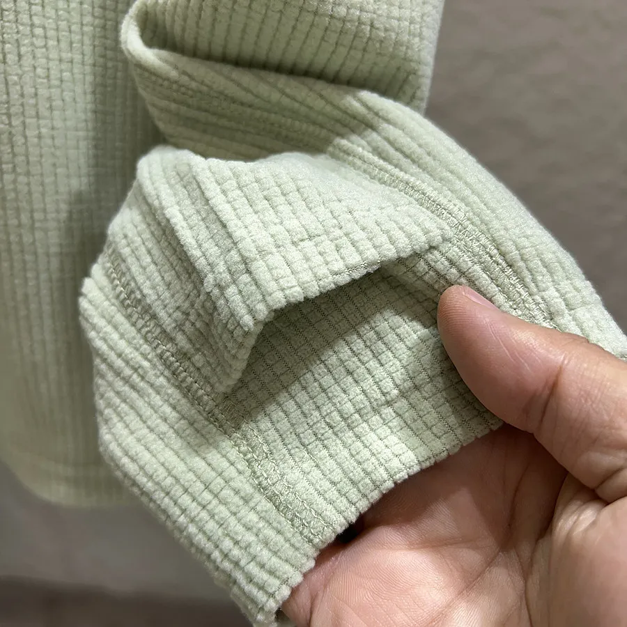 Unisex Outdoor Thermofleece-Pullover – Warmer Waffelstrick-Sweatshirt mit halbem Reißverschluss für Wandern & Camping – Detail 18