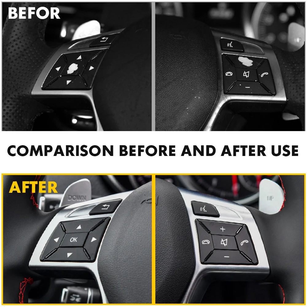 Black Steering Wheel Button Switch Trim Cover Sticker for Mercedes Benz A B C E Ml Gl Cla Gla Glk Sl Class W176 W212 W204