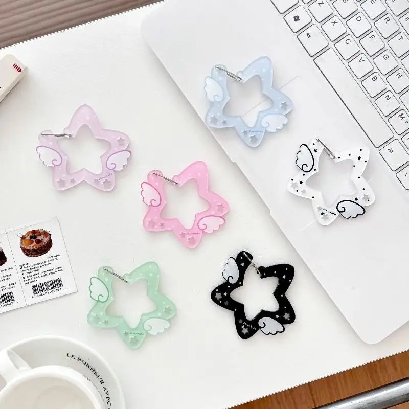 Carabiner Pendant Cute INS Style WinGs Star DIY Keychain Bag Charm Backpack Handbook AcryLic PackaGe Hanging Keychain Decoration